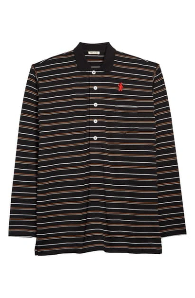 Shop Marni Dance Bunny Patch Stripe Compact Jersey Polo In Black Stripe