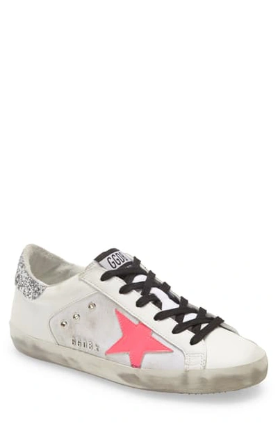 Shop Golden Goose Superstar Sneaker In White Leather/ Pink