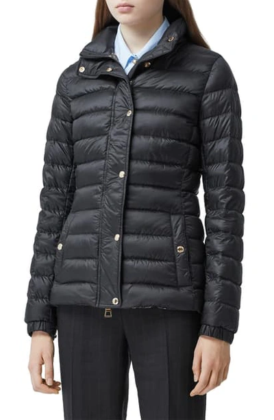 Shop Burberry Paisley Down Puffer Coat In Black