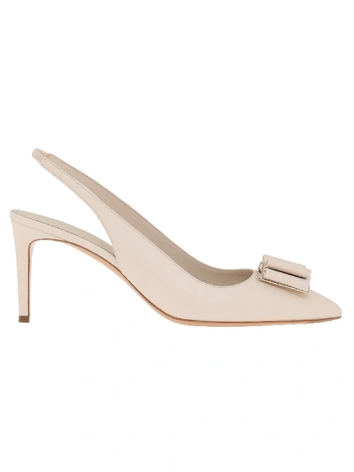 Shop Ferragamo Zahir 70 Pumps In Bone