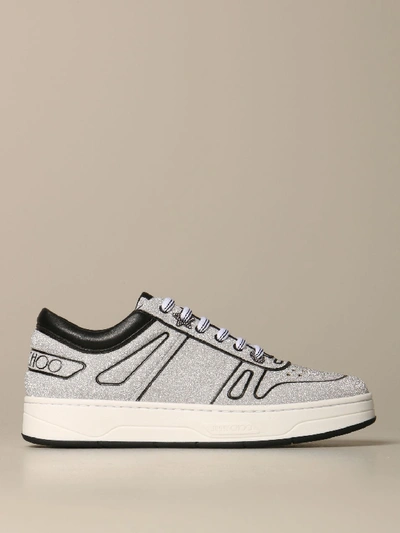 Shop Jimmy Choo Glitter Sneakers In Silver