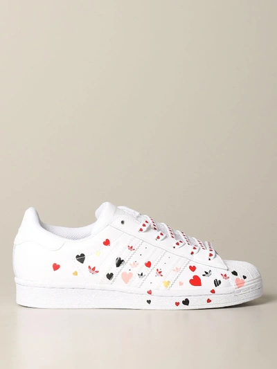 Adidas Originals Superstar Printed Leather Sneakers In White | ModeSens