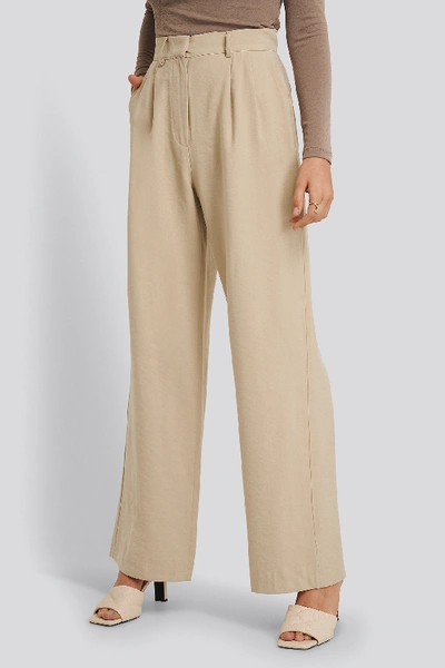 Shop Buonalima X Na-kd High Waisted Suit Pants - Beige