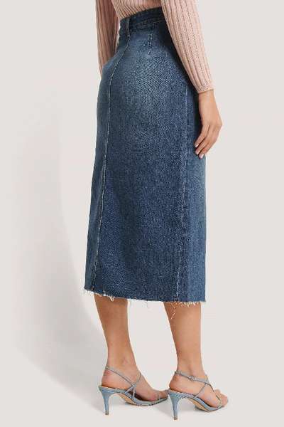 Shop Kae Sutherland X Na-kd Midi Denim Skirt Blue In Blue Denim