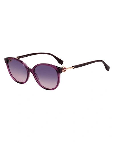 Shop Fendi Round Acetate Sunglasses In Plum