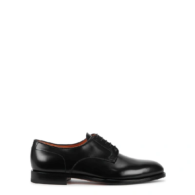 Shop Santoni Kenneth Black Leather Oxford Shoes