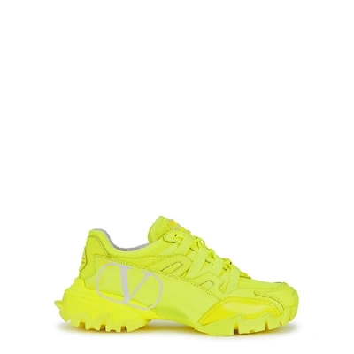 Shop Valentino Garavani Climber Leather Sneakers In Yellow