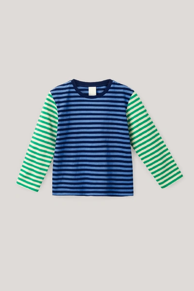 Shop Cos Striped Organic Cotton Top In Blue