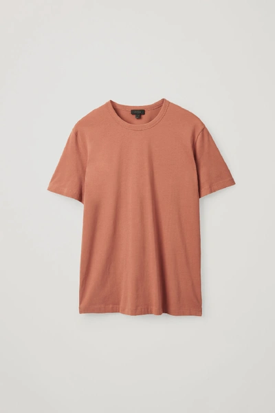 Shop Cos Regular-fit Brushed Cotton T-shirt In Orange