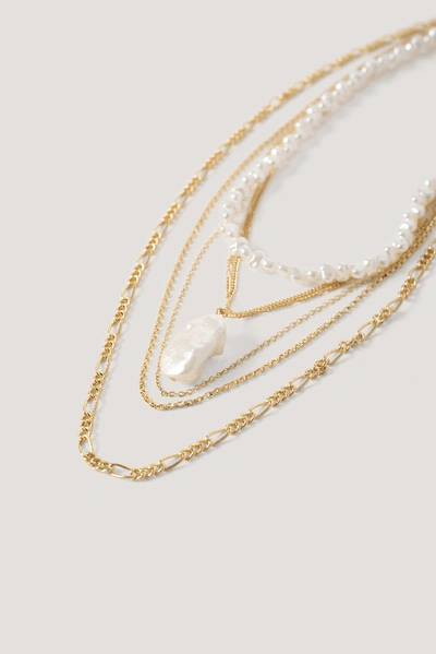 Shop Na-kd Multilayered Bead Detail Necklace - Gold