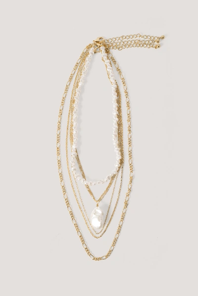 Shop Na-kd Multilayered Bead Detail Necklace - Gold