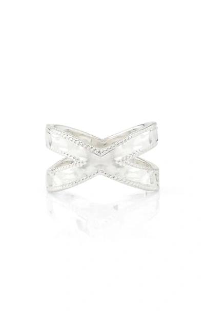 Shop Anna Beck Hammered Cross Ring In Silver