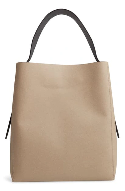 Shop Valextra Sacca Leather Hobo In Oyster