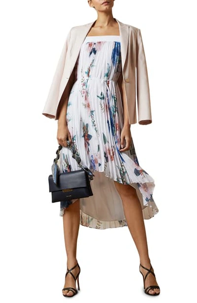 Shop Ted Baker Luner Jamboree Pleated Off The Shoulder High/low Dress In White