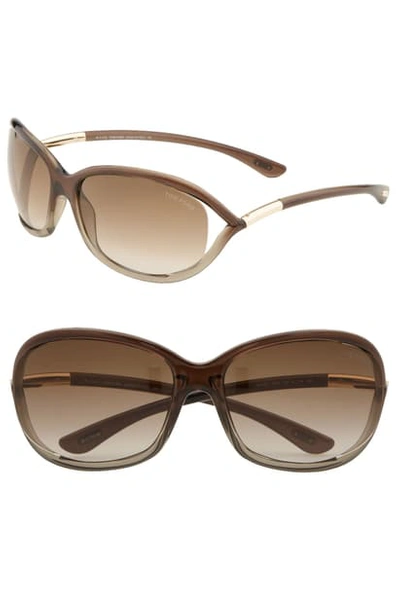 Shop Tom Ford Jennifer 61mm Oval Oversize Frame Sunglasses In Brown / Bronze