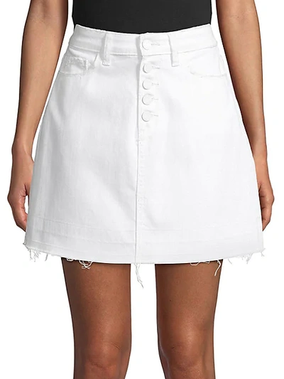 Shop Paige Jeans Aideen Exposed Button Skirt In Crisp White