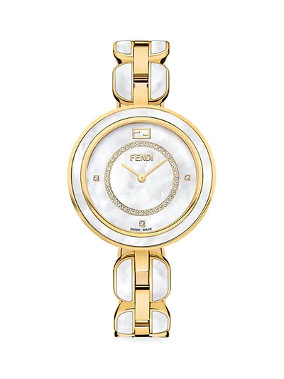 Shop Fendi My Way Yellow Goldtone Stainless Steel, Diamond & Mother-of-pearl Bracelet Watch