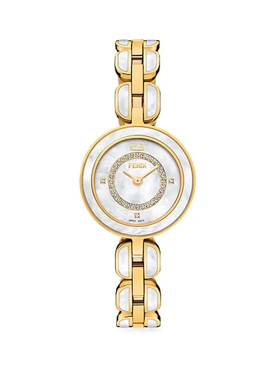 Shop Fendi My Way Yellow Goldtone Stainless Steel, Diamond & Mother-of-pearl Bracelet Watch