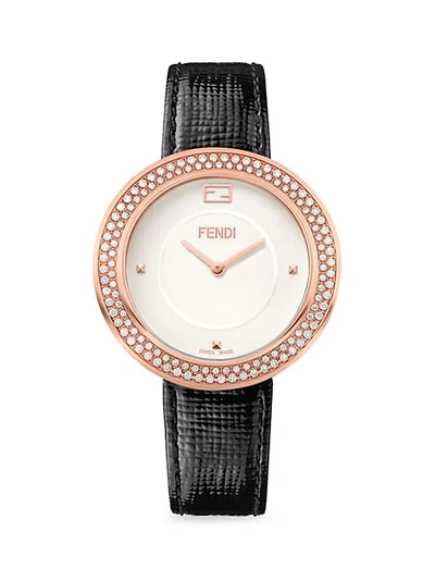Shop Fendi My Way Rose Goldtone Stainless Steel & Diamond Leather-strap Watch
