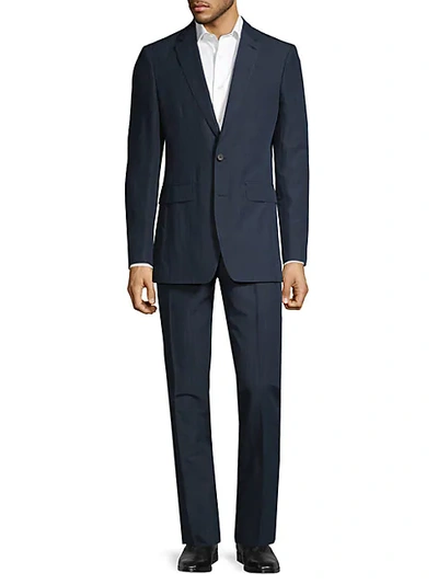 Shop Burberry Standard-fit Striped Cotton-blend Suit In Navy
