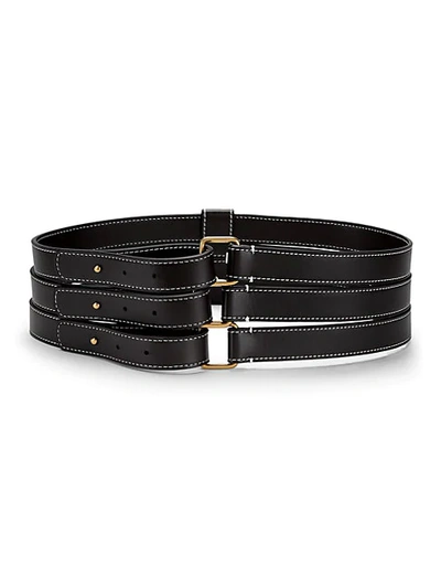 Shop Stella Mccartney Triple Buckle Belt In Black