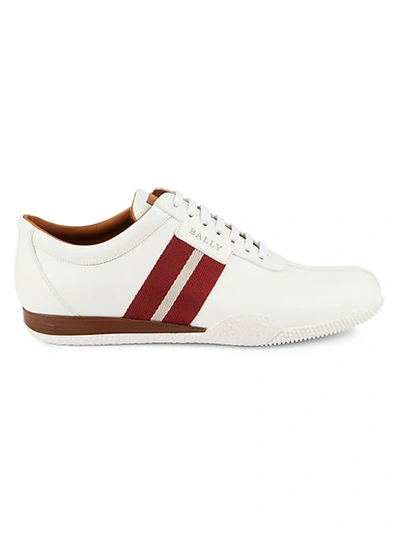 Shop Bally Men's Frenz Textile-stripe Leather Sneakers In White