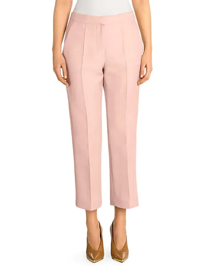 Shop Stella Mccartney Wool & Viscose Mikado Cropped Trousers In Rose Ash