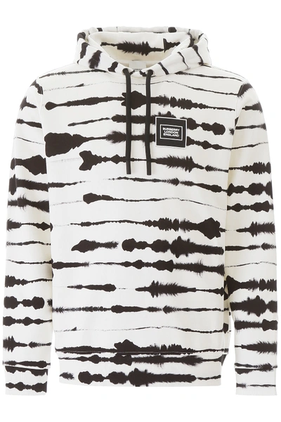 Shop Burberry Watercolour Print Hoodie In Monochrome Ip Pttn (white)