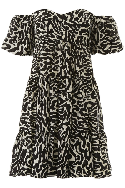 Shop Pinko Zebra Print Mini Dress In Crema Nero (black)