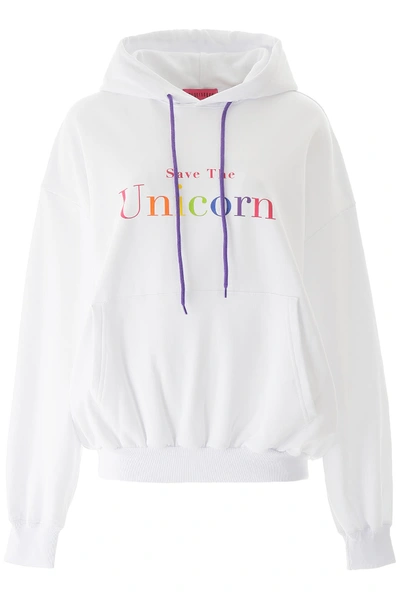 Shop Ireneisgood Save The Unicorn Hoodie In White (white)
