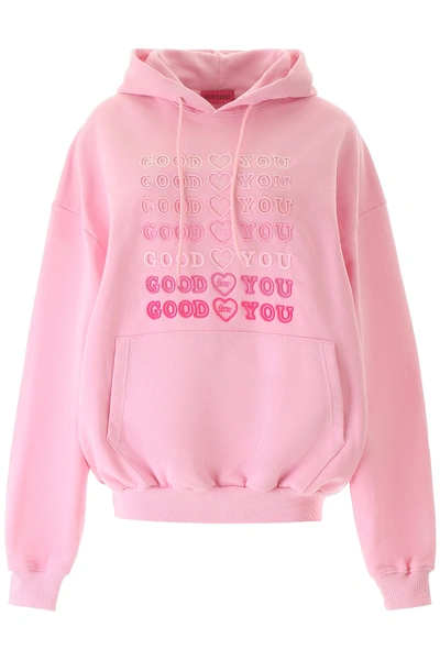 Ireneisgood Good For You Embroidered Cotton Hoodie In Pink | ModeSens
