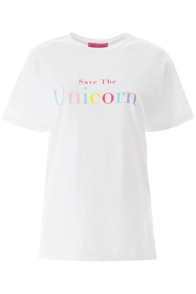 Shop Ireneisgood Save The Unicorn T-shirt In White (white)