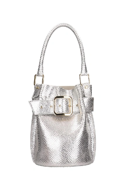 Shop Giuseppe Zanotti Wanda Hand Bag In Silver Leather