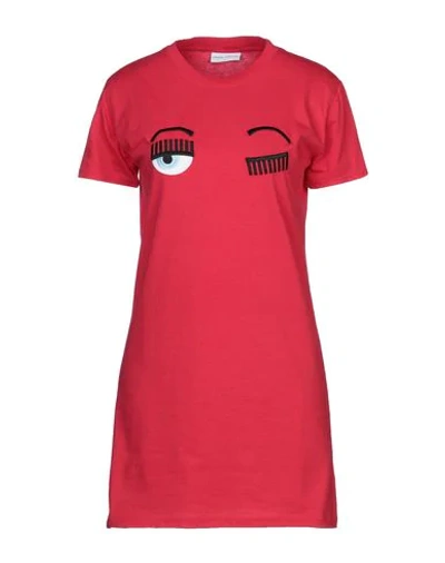 Shop Chiara Ferragni Woman Mini Dress Red Size M Cotton