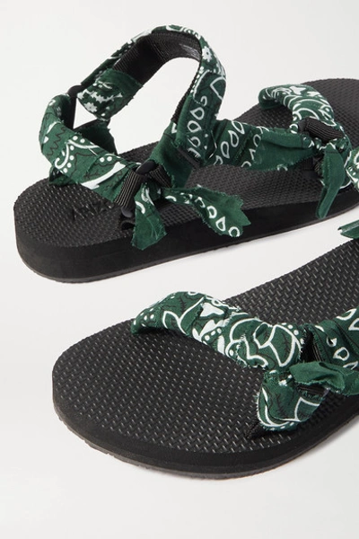 Shop Arizona Love Trekky Printed Gauze-trimmed Canvas Platform Sandals In Army Green