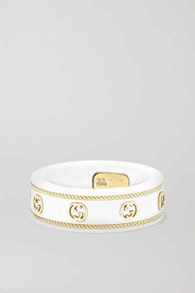 Shop Gucci Icon 18-karat Gold And Zirconia Ring