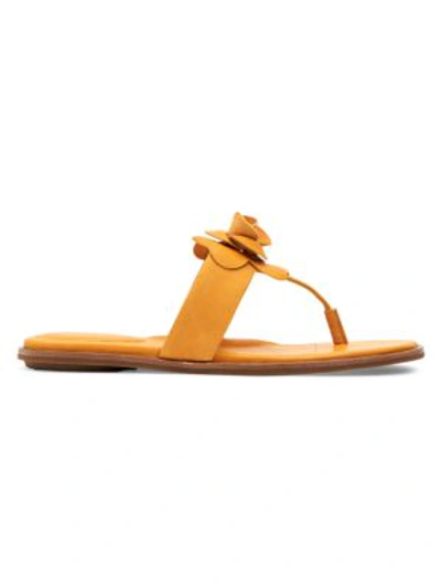 Shop Taryn Rose Kairi Flower Thong Sandals In Marigold