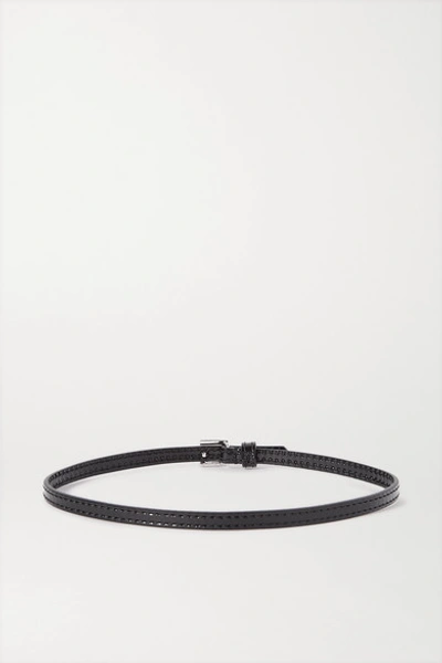 Shop Gucci Patent-leather, Silver Tone And Crystal Choker In Black