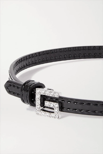 Shop Gucci Patent-leather, Silver Tone And Crystal Choker In Black