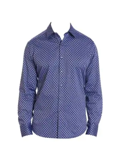 Shop Robert Graham Cylinder Button-front Sport Shirt In Navy