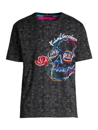 Shop Robert Graham Geometer Embroidered Graphic T-shirt In Black