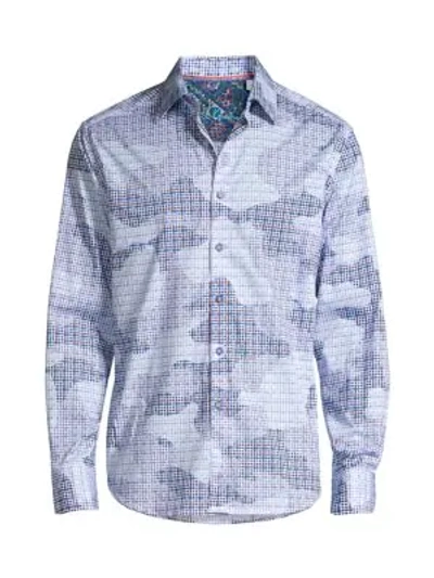 Shop Robert Graham Courageous Camouflage & Geometric Print Shirt In Blue