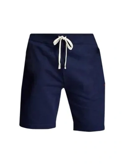 Shop Polo Ralph Lauren Drawstring Fleece Shorts In Cruise Navy
