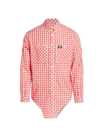 Shop Burberry Men's Casula Gingham Shirt In Red Patter