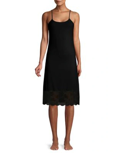 Shop Natori Infinity Lace-trimmed Slip Dress In Black