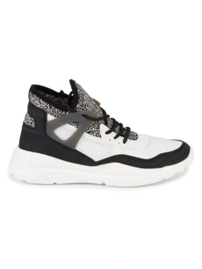 Shop Kendall + Kylie North Mixed-media Sneakers In Black White