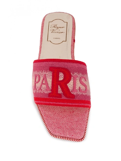 Shop Roger Vivier Love Paris Slippers In Red
