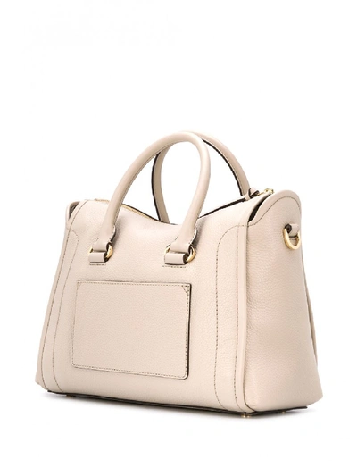 Shop Michael Michael Kors Carine Leather Handbag In Beige