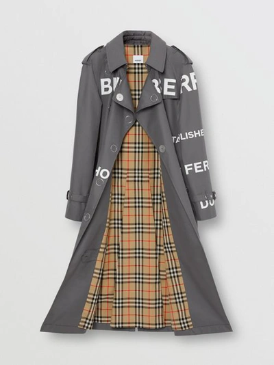 Shop Burberry Horseferry Print Cotton Gabardine Trench Coat In Mid Grey