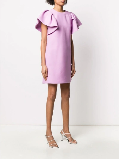 Shop Valentino Trimmed Dress In Violet